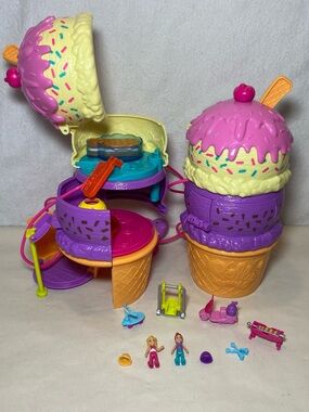 Polly Pocket Spin ‘n Surprise Playsets Ice Cream Cone Accessories Figures Lot